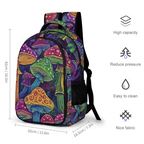 Backpack with Multi-Pocket, Men Women Trippy Mushrooms Art Novelty Portable Lightweight Shoulder Bag, Versatile Large Capacity Backpack2