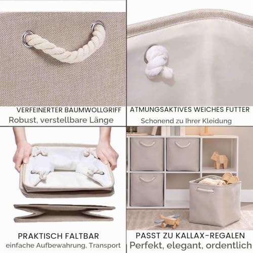 Mangata Aufbewahrungsbox Stoff 25x25x25 cm, aufbewahrungskorb Helles Khaki, Korbe Stoff in Würfel für Schrank, Regal… – Ansicht 7
