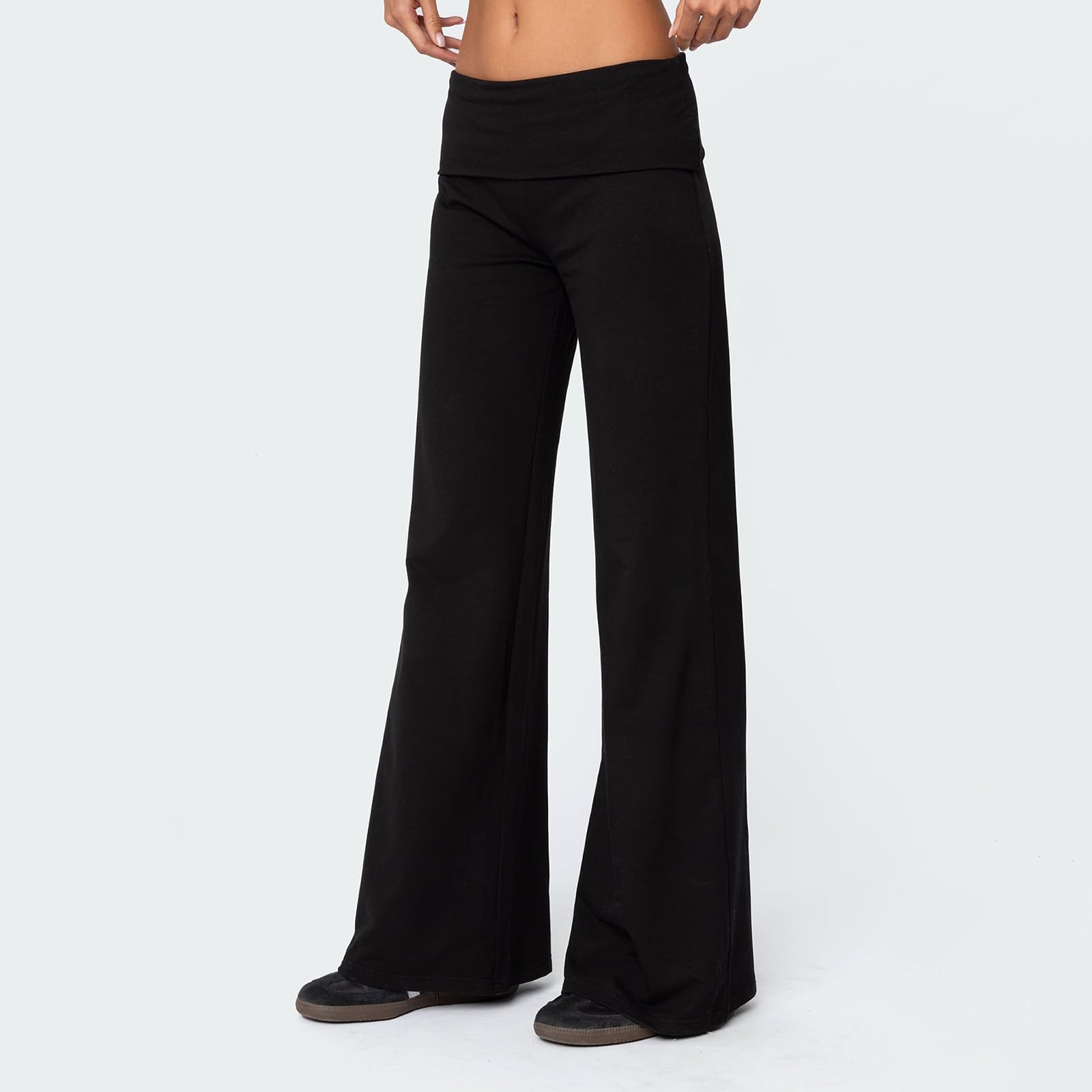 Nicoxijia Leggings da donna svasati pieghevoli pantaloni da yoga leggings svasati fondo a campana Y2K vita bassa gamba larga pantaloni della tuta