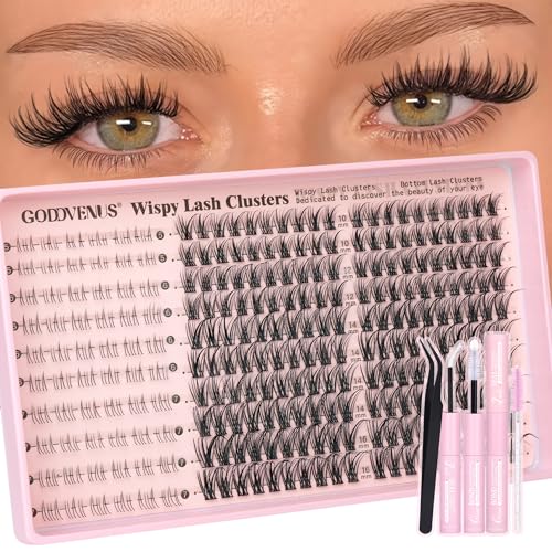 Image of 250Pcs Natural Lash Clusters Kit Cluster Eyelash Extensions Kit Wispy DIY C Curl Individual Lashes Clusters With Bottom Eyelashes