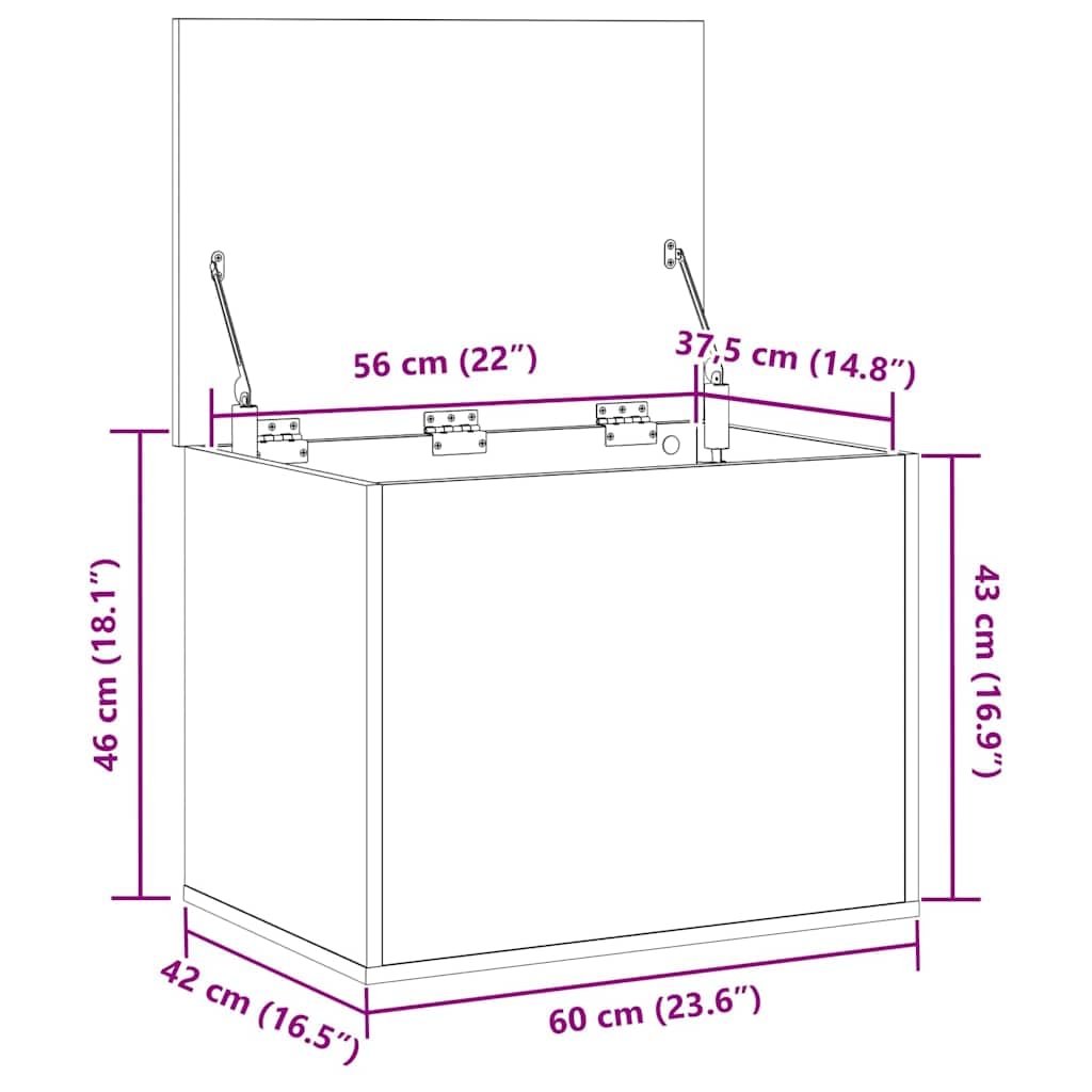vidaXL Caja de Almacenamiento con Tapa de Madera Vieja 60 x 42 x 46 cm - Cofre Rústico para Organizar Muebles en casa, Ideal para el Dormitorio y la Sala de Estar. Solución Decorativa y Moderna.