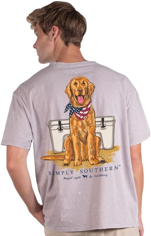 USA Golden Retriever - Camiseta de manga corta de color simple