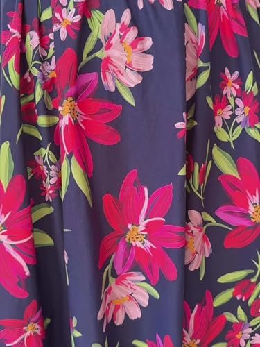 Image of Shasmi Women's Navy Blue Georgette Digital Floral Printed Floral Printing Short Sleeve A-Line Maxi Gown Dress for Women (Gown Dress 248)
