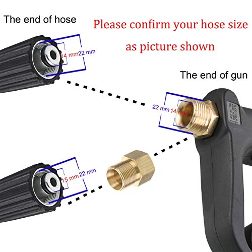 M MINGLE Replacement Pressure Washer Gun with Extension Wand, M22 15mm or M22 14mm Fitting, 5 Nozzle Tips, 40 Inch, 4000 PSI - Thumbnail 5