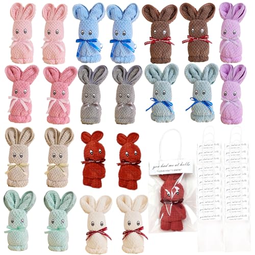 ハンカチ プチギフト ウサギ タオル タオルハンカチ レディースラッピング済 レディース ギフト タオルベア クリスマス プチギフト プレゼント ハンドタオル 女性 人気 異動 引っ越し 挨拶 結婚式 誕生日 内祝い お返し 粗品 2セット (うさぎ22個セット)