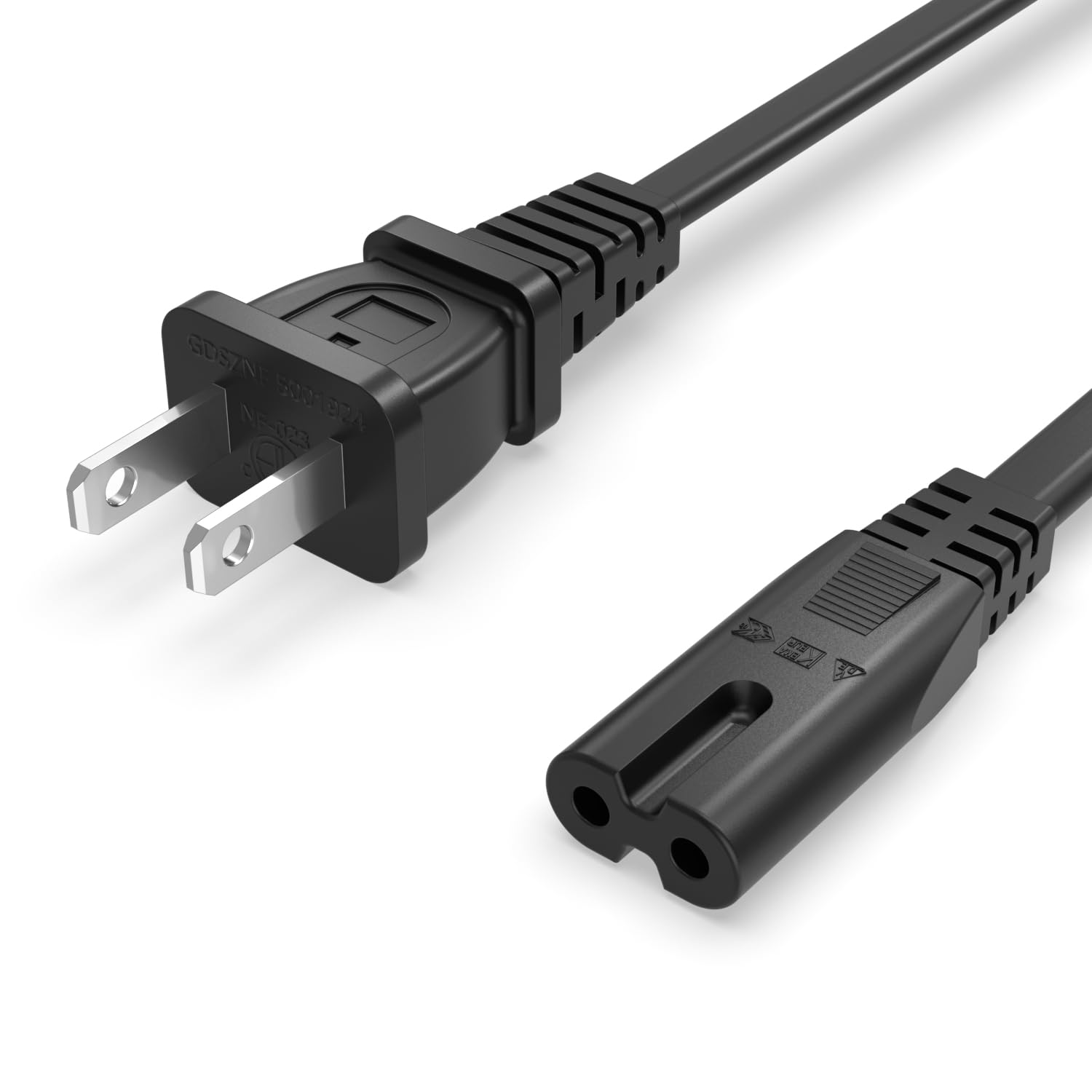 AC Power Cord Cable Fit for Sony PS5 PS4 PS3 Slim PlayStation 5 4 3, Xbox Series X/S, Xbox One X/S, TV, Printer Universal 2 Prong Supply Replacement - (ETL Listed Cable)