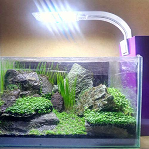 Image of 10W Super Slim Aquarium Fish Tank 5730 LED Light Clip-on Lamp Aquatic Plant Lighting (White Body White+Blue Light)