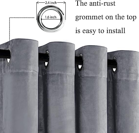 Image of Amazon Brand - Umi Velvet Eyelet Door Curtains with pom pom Lace for Living Room Bedroom Kitchen 1 pc Pack in Silver Color (Door - 4 feet x 9 feet)