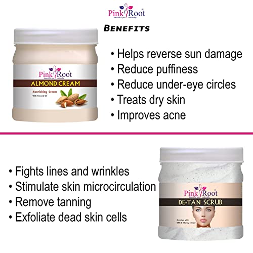 Image of Pink Root Almond Cream 500gm with De-Tan Scrub 500gm