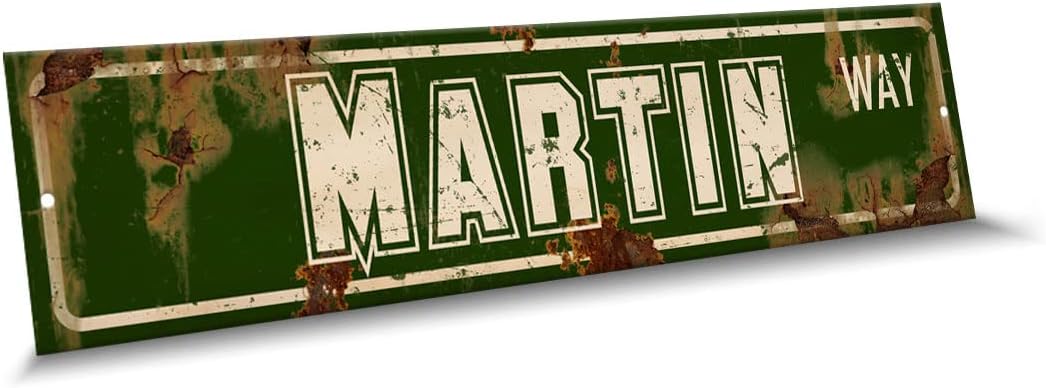 Martin Name Green White Color Street Sign, 4"x 18" Aluminum Metal Novelty Sign, Indoor - Outdoor, Design h65