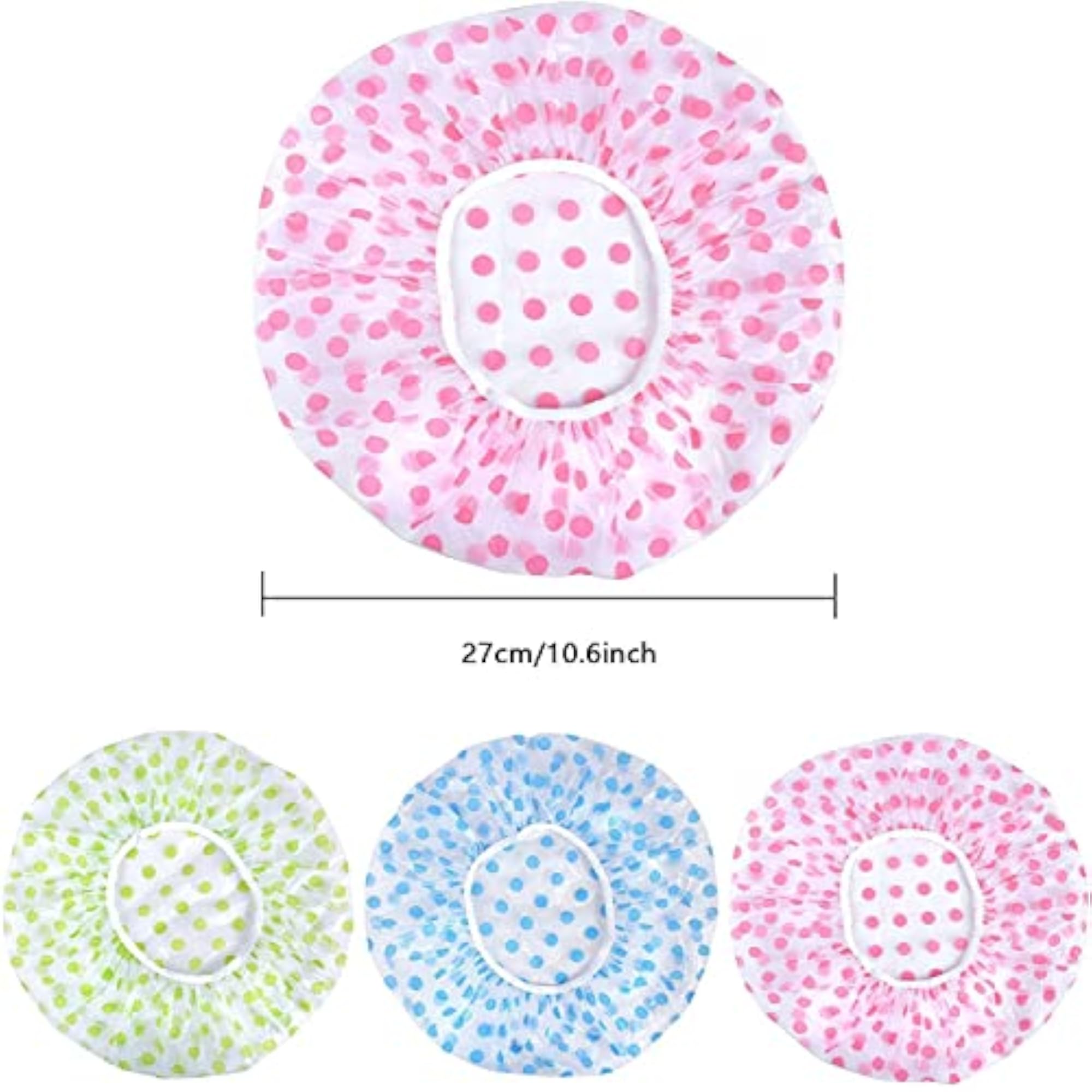 6 Pieces Waterproof EVA Plastic Shower Cap, Reusable Bathing Hair Cap