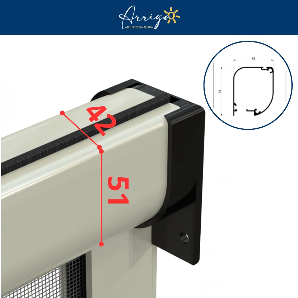 Zanzariera a Molla con Spazzolino antivento | Su misura | Scorrimento Verticale | Cassonetto 42 mm | Telaio in Alluminio Verniciato | Rete in Fibra di Vetro | Made in Italy