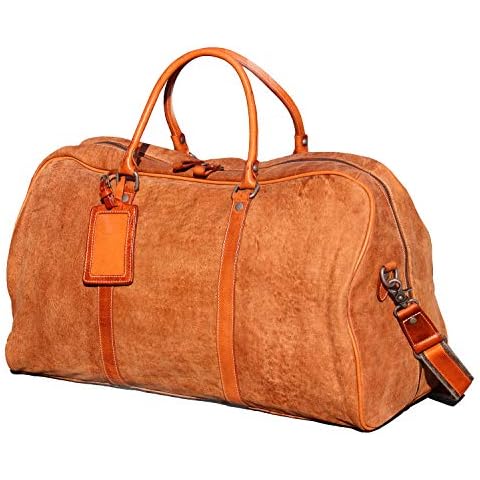 Iblue Full Grain Leather Duffel Bag Large Travel Weekender Overnight Bag D02 Cover