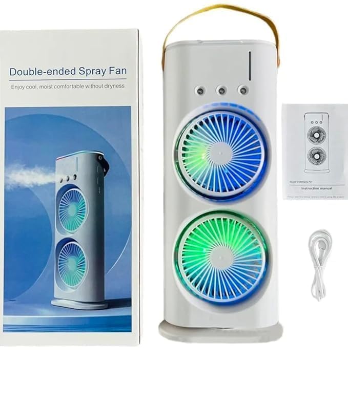 Image of Rechargeable Mini Air Cooler, Portable Personal Air Conditioner Fan, USB Mini Cooler with Battery, Cooler for Home, Office, Kitchen, Bedroom, Desktop & Travel - 2026 (White)