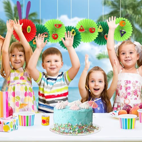 Image of NOVWANG Green Worm Paper Fans 12 Inches Bug Themed Back to School DIY Decor | Crawler Paper Lantern with Eyes Feelers Glue Points, Back to School Party Supplies, for Classroom Bedroom Birthday Decoration