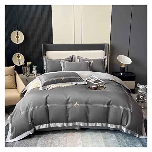 Drap et housse de couette en coton doux brodé pour éviter la chaleur la nuit