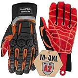 Cestus Deep II Grip, Extrication Gloves, PVC Palm, Kevlar-Stitched, Impact Gloves for Men (Red Palm, Large)