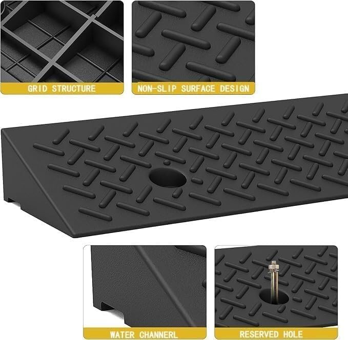 Kanduo Rampa podjazdowa Podjazd krawężnikowy gumowy, podjazd dla wózków inwalidzkich, podjazd progowy, podjazd antypoślizgowy, stopień(100 * 25 * 4cm/39 * 10 * 1.6in)