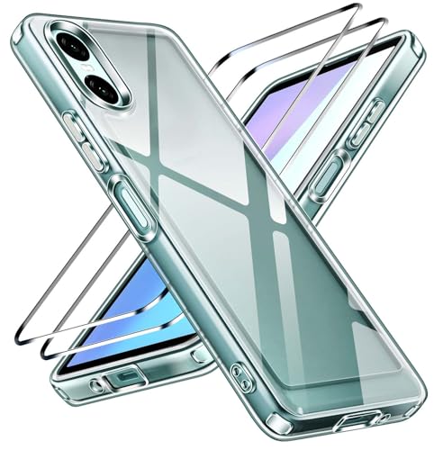 ivoler Anti-Jaunissement HD Clair Coque pour Sony Xperia 10 VI avec 2 Pièces Verre Trempé, [Protection Militaire] Transparente Étui de Protection Antichoc Mince...