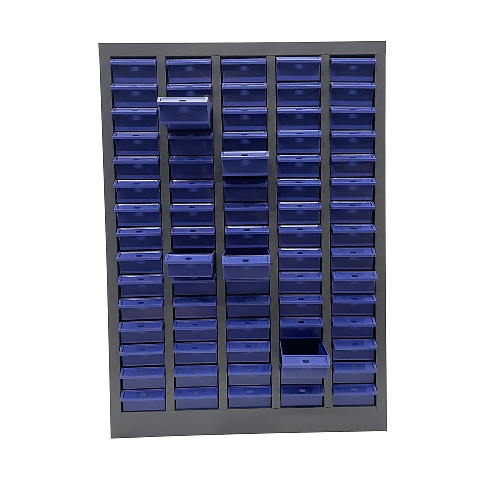 EQCOTWEA 75-Drawer Plastic Parts Storage Cabinet for Hardware, Crafts & Small Tools, Heavy-Duty Steel Frame Organizer with No-Door Design, Portable Workshop/Home Drawer Bin