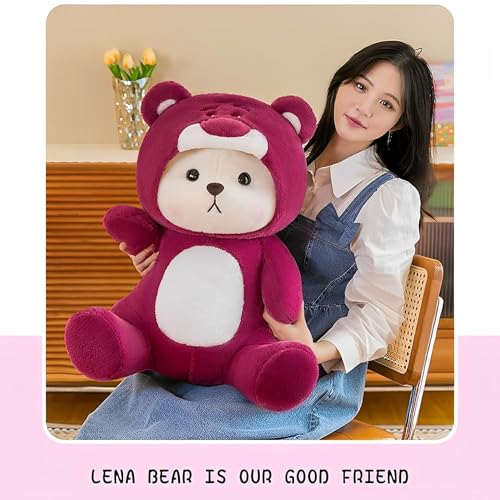 Image of VanityX Hoodie Teddy Bear Soft Toy, Stuffed Plush Animal, Ideal for Birthdays & Special Occasions Girls /Boys, Baby Kids (Wine Teddy Bear, 30cm)