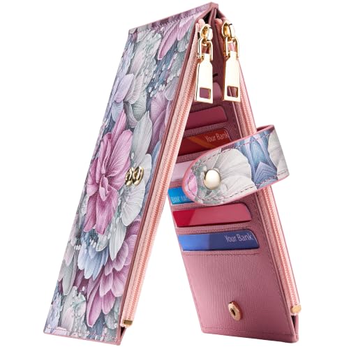 Image of Travelambo RFID Wallet Women Large Size Bifold Multi Card Wallet Case with Zipper Pocke Credit Card Holder for Women