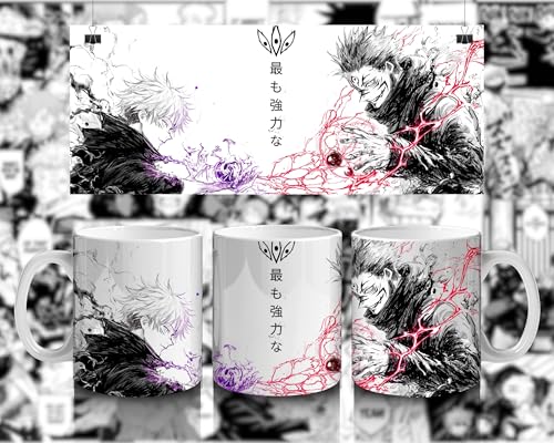Image of Jujutsu Kaisen Ceramic Mug | Premium 11oz Anime Coffee Cup 350ML | Gojo vs Sukuna Artwork | Durable Heat-Resistant Gift Mug for Anime Lovers, Office, Home & Friends (Sukuna & Gojo)