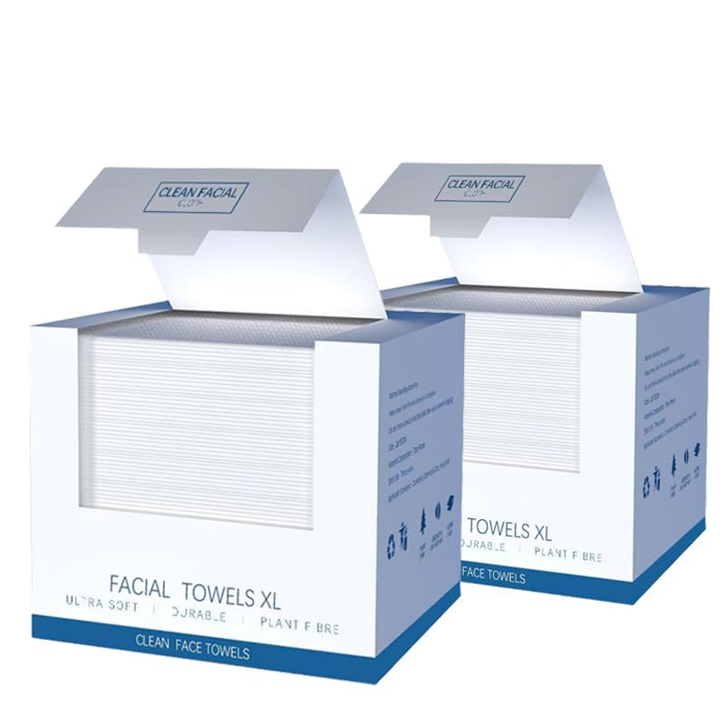 Lot de 100 serviettes jetables pour le visage XL, ultra douces et non parfumées pour peaux sensibles, démaquillant, serviettes sèches