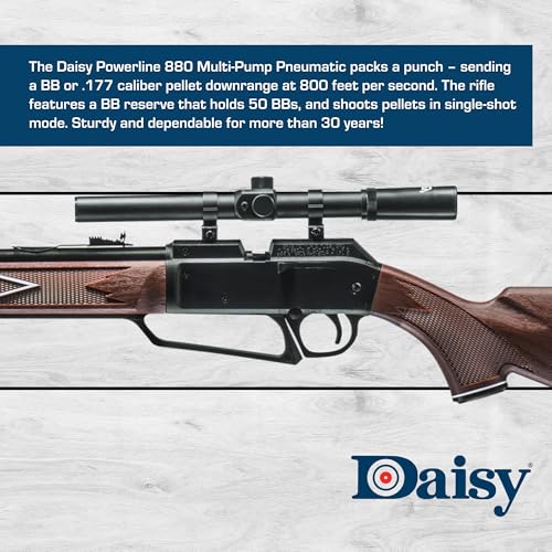 Image of Daisy Powerline 880 Multi-Pump Pneumatic Air Rifle Kit with 4x15 Scope - .177 Caliber BB or Pellet Gun, 800 FPS.