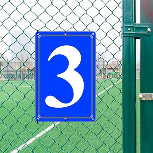Image of Premium Aluminum Number Signs 3, Metal 12 inch X 8 inch Blue Numbered Signs Outdoor for Parking Lots, Floor, Dock, Court, Aisle, Field, High Visibility, No Fade, Weather-resistant