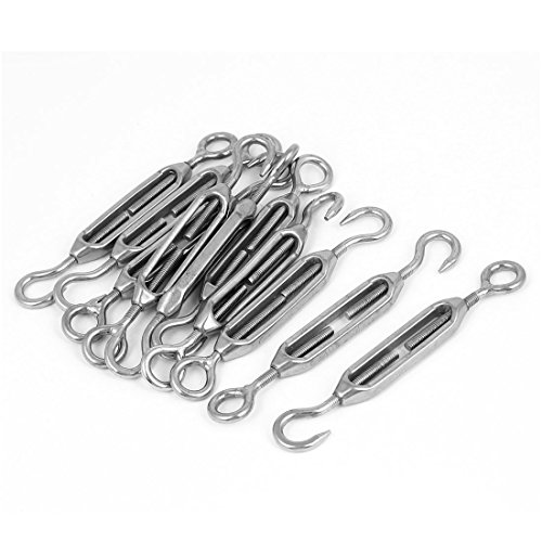 Aexit M4 4mm Thread Adjustable Stainless Steel Eye Hook Turnbuckle 10pcs miniatura 1