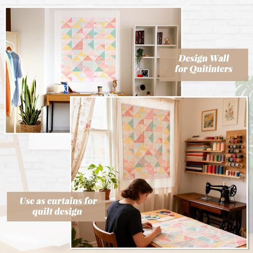 Image of Buryeah 1 Pcs Quilt Design Wall, White, 72 x 60 Inches, 2 in Grid Lines