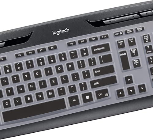 Image of OJOS Keyboard Cover for Logitech MK320 K330 MK335 YR002 /Y-R0009 Wireless Keyboard, Ultra Thin Silicone Keyboard Protector Skin Logitech MK320 K330 MK335 Accessories-Black