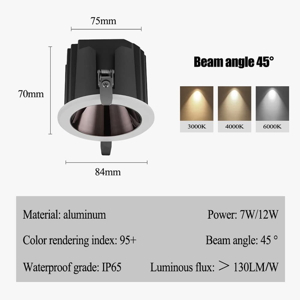2 szt. wodoodporna lampa typu downlight 7 W 12 W LED lampa wpuszczana do toalety lampa łazienkowa gałka oczna modernizacja reflektor światło dzienne modernizacja downlight otwór wycięty