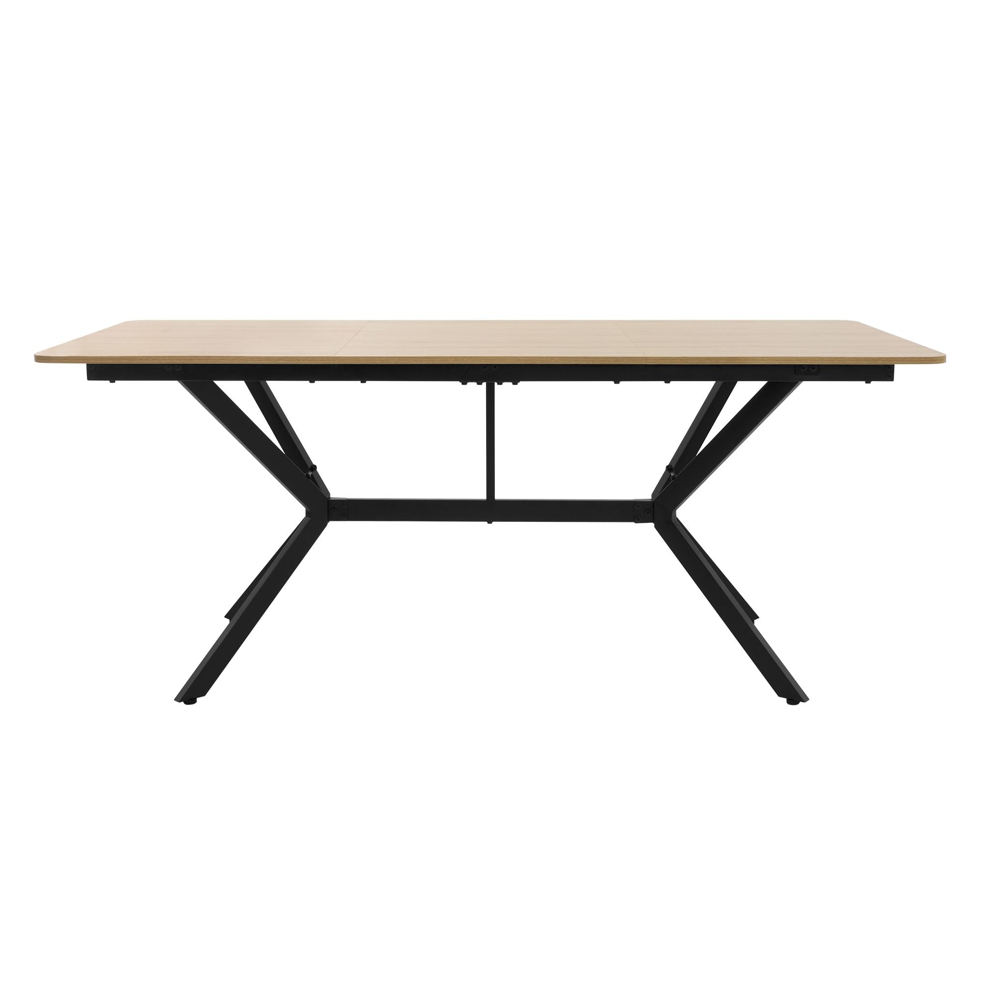 ML-Design Mesa de Comedor Marrón Claro 180x80x75 cm Rectangular para Seis Personas, Mueble para Cocina Salón, Estructura de Acero, Diseño Industrial Moderno, Patas Atornillables Regulables en Altura