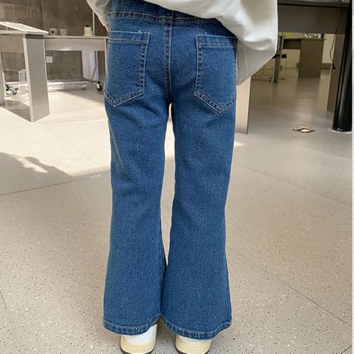 Fashion Kids Girls Jeans Casual Bell-Bottoms Long Pants Mid Waist Slit Denim Flared Trousers3
