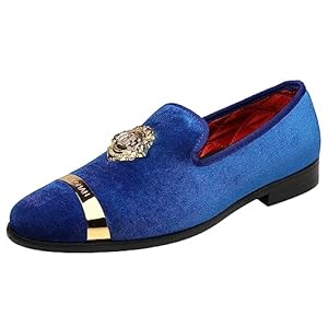 ELANROMAN Men’s Velvet Loafers Dress Fashion Wedding Party Prom Shoes