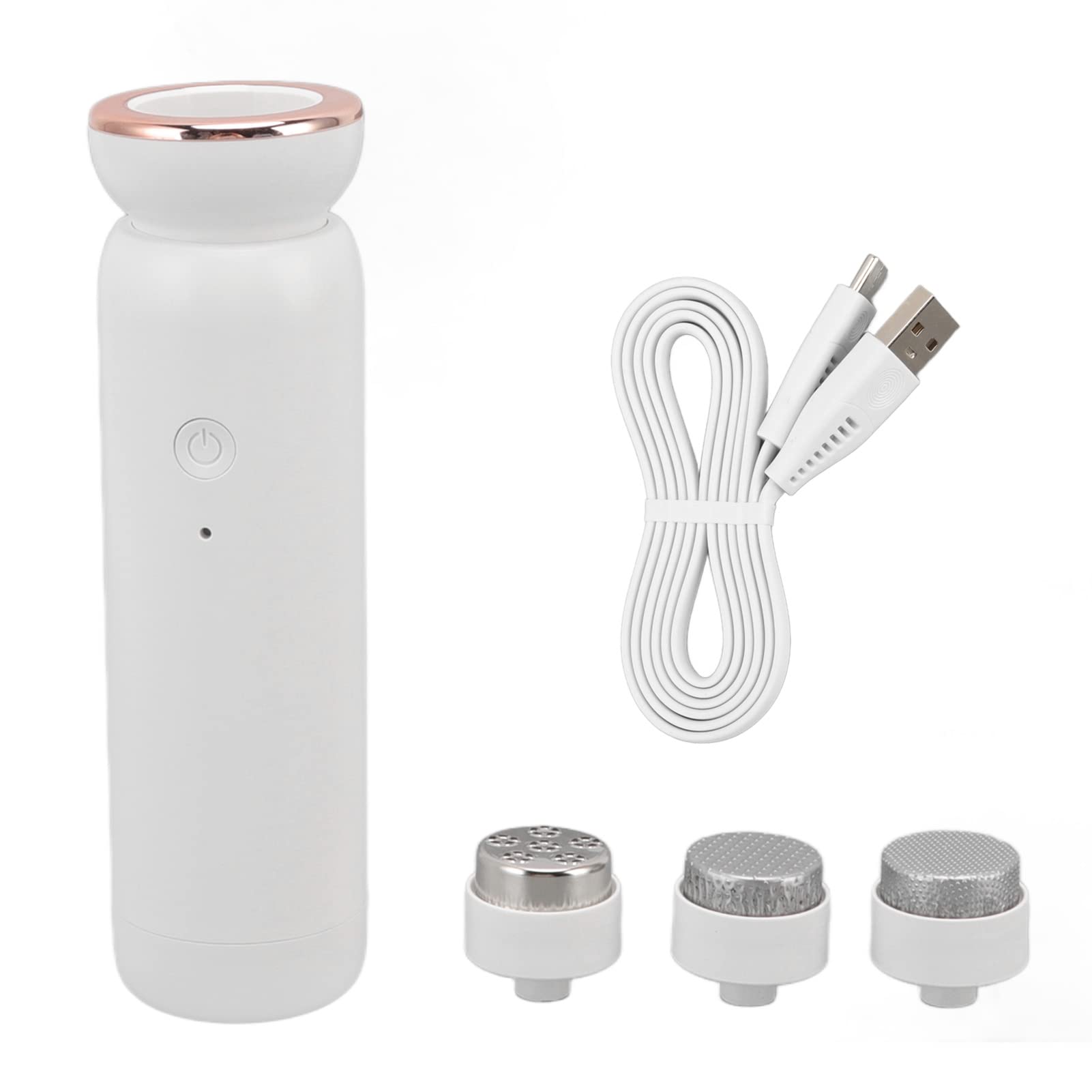Cocoarm Elektrischer Fuß-Hornhautentferner, ABS, über USB Wiederaufladbar, Elektrischer Hornhautentferner mit 5 Geschwindigkeiten, 3 Schleifköpfen, Abnehmbarer Waschbarer Kopf für die (WHITE)