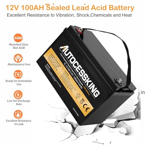 Autocessking 12 VOLT 100AH Battery, Agm Deep Cycle Group 31 Battery With Maintenance-Free, 3% Self-Discharge Rate, 1100A Max Discharge Current Perfect For Marine/Boat, Rv thumb #4