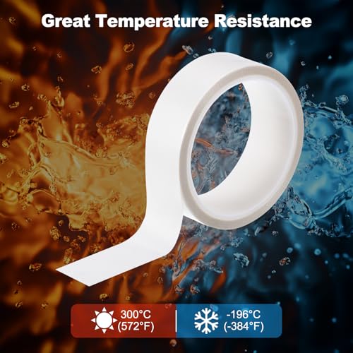 Image of PATIKIL Heat Resistant Tape, 1.2 Inch x 33 Feet High Temperature Tape PTFE Adhesive High Heat Tape Waterproof for Vacuum Sealer Machine Insulation Protection, White, 0.13mm Thick