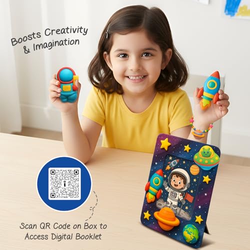 Image of Intelliskills Premium DIY Mould & Paint Craft Kit,Create 3D Space Models with 6 Moulds,12 Paints & 6 Magnets,Painting Kit for kids,Art Kit for 5 Years+,Gift for Kids,Fun Learning Toys (Space Adventure)