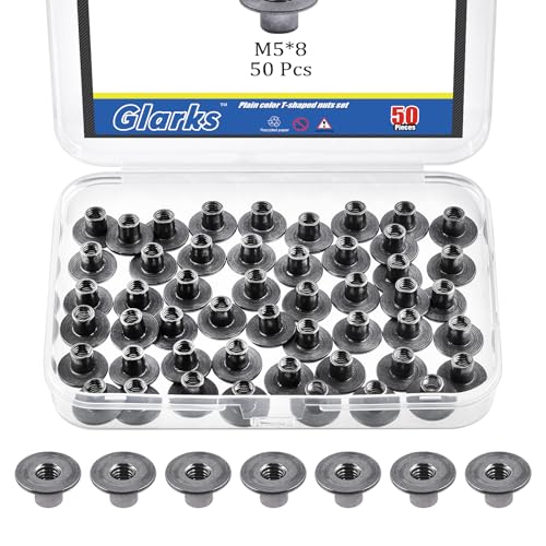 Glarks 50pcs M5 x 8mm Runde Basis Schweißen Tee-Mutter, Kohlenstoffstahl durch Loch Tee-Mutter, Flansch Einfügen weibliches Gewinde T-Muttern für Hardware Montage Befestigungsmittel Glarks 50pcs M5 x 8mm Runde Basis Schweißen Tee-Mutter, Kohlenstoffstahl durch Loch Tee-Mutter, Flansch Einfügen weibliches Gewinde T-Muttern für Hardware Montage Befestigungsmittel