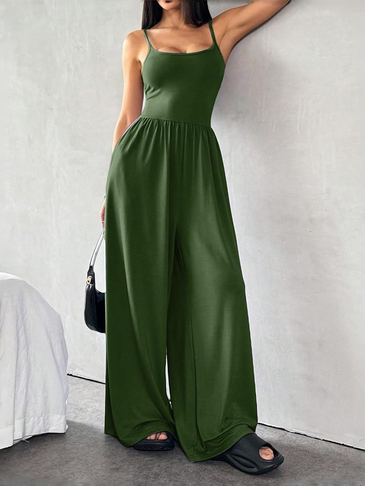Tuta Intera Donna Lunga Tutina senza Maniche con Spalline Jumpsuit Elastica Tute Slim Fit Elegante Sexy Playsuit