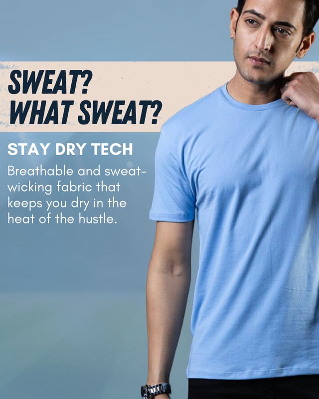 Image of Ghumakkad Cotton Blend Half Sleeve Round Neck Sports T Shirt for Men