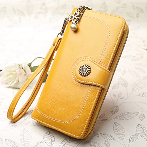 Fashion Wallet Multi-function Zipper Purse for Women Triple-folded Clutch Multi-card Slots Yellow Premium Pu Handbag for Everyday Use2
