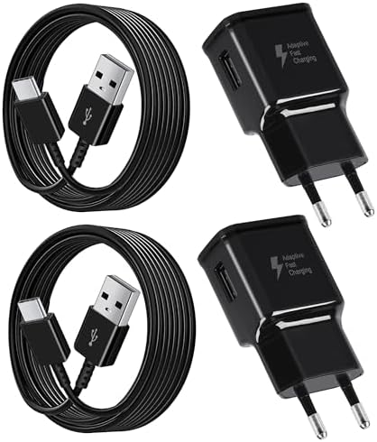 2er Pack USB Ladegerät mit Schnellladekabel Original für Samsung Galaxy A16 A15 A14 A13 A04S A71 A56 A55 A54 A53 A52s A36 A35 A34 A33 A25 A23, S8 S9 S10 S20, Schnellladegerät USB C