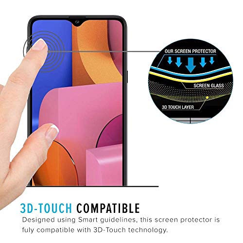 Image of 100FIT (BLACK Tempered Glass Screen Protector Compatible for Samsung Galaxy A20S with Edge to Edge Coverage and Easy Installation kit