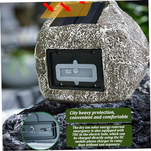 XVHOAB Outdoor Rock Speakers 9x7x7'' Waterproof Solar-Powered/USB Wireless Outdoor Speakers Rechargeable for Garden Patios Villas Parks Camping Rock - Image 5