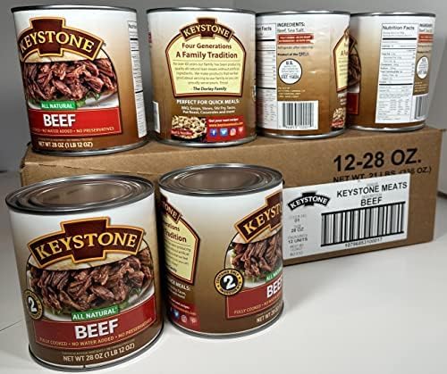 Miniatura 3 de Keystone Meats All Natural Carne de res enlatada de 28 onzas de larga duración Vida útil de emergencia Alimentos enlatados  Totalmente cocida lista