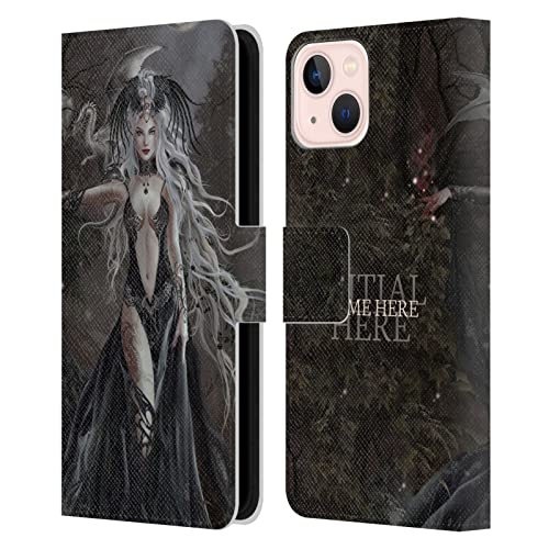 Coque en cuir iPhone 13 personnalisée avec nom initiale, étui portefeuille dragon Nene Thomas